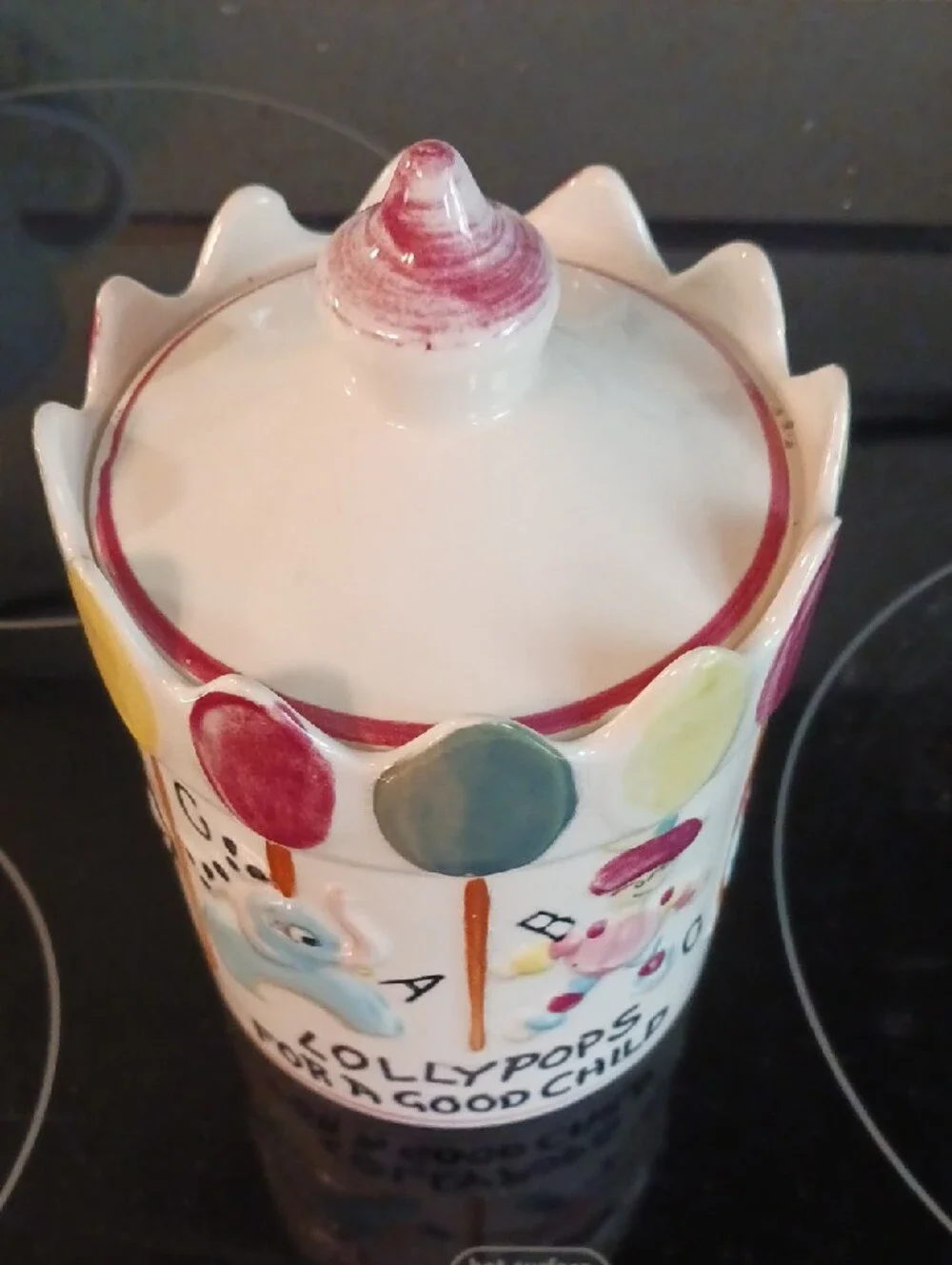 Mid-Century Vtg.  Ceramic Lollypops 🍭 Cookie Jar-Colorful Hand-Painted Design